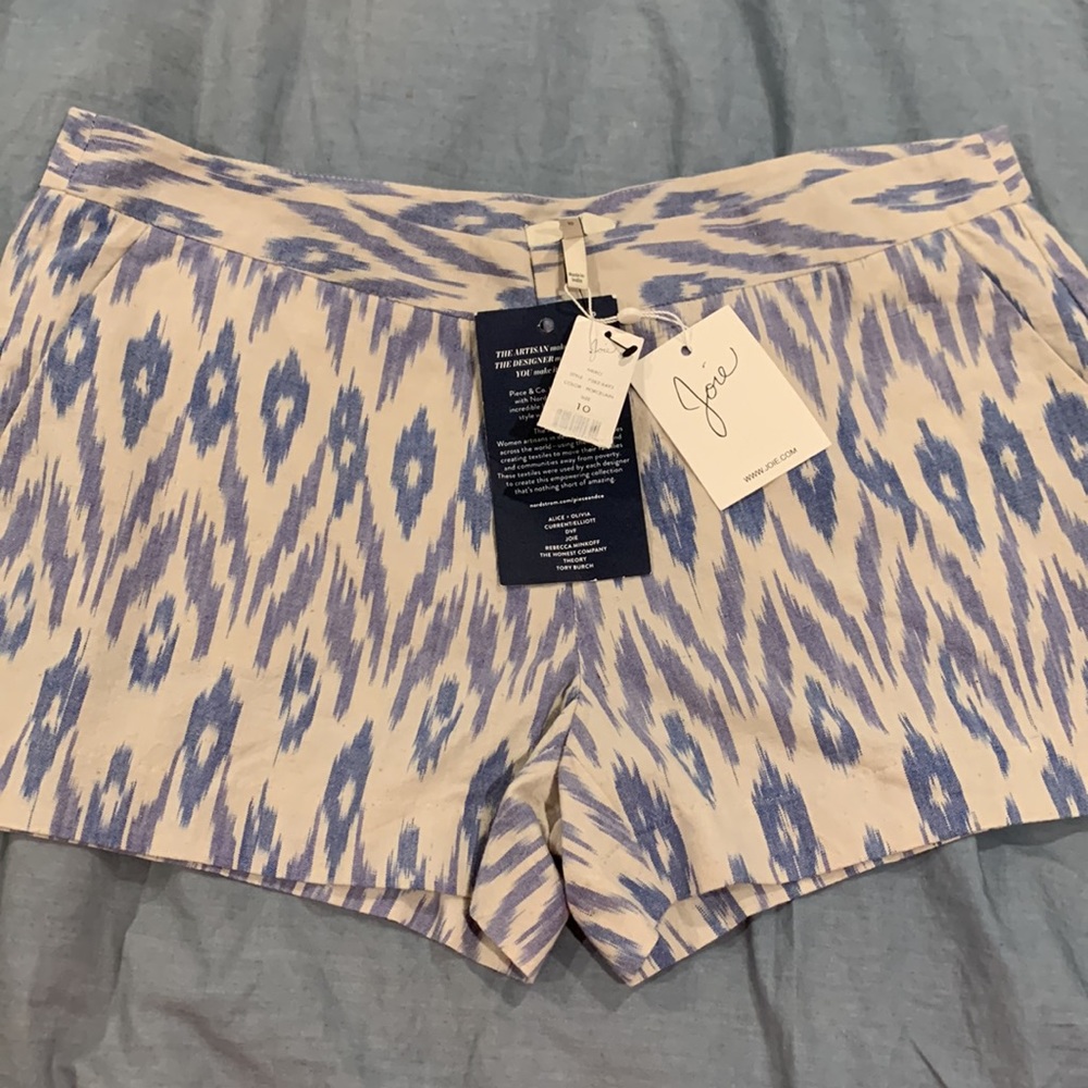 Joie Blue & Cream Printed Shorts in Size 10